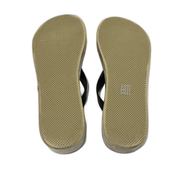 COACH WMN’S Khaki/Black SIG C LYNN Platform Wedge Sandal/Flip Flops Sz 9 - Picture 7 of 10